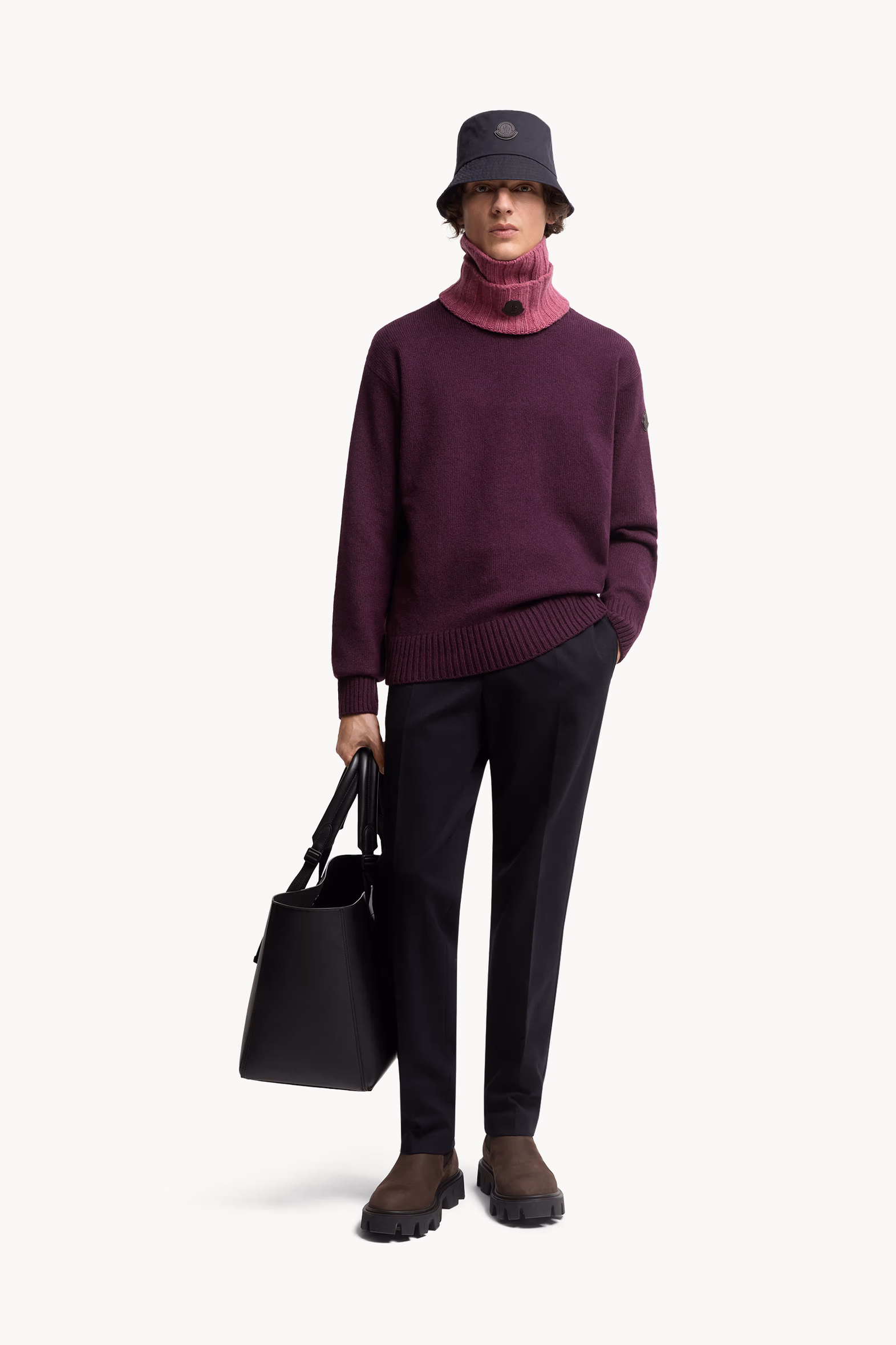 Monogram Wool & Cashmere Sweater Men Purple Moncler 0